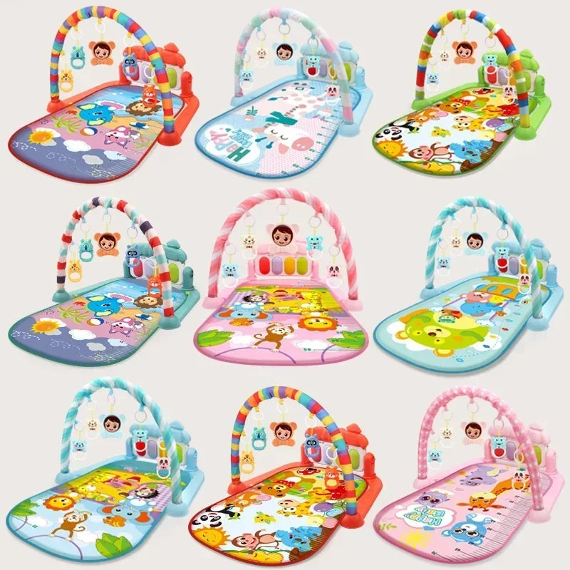 Baby Kick Piano Play Mat with Hanging Animal Toys and Illustrated Activity Surface, Multiple Model Designs for Supervised Tummy Time and Reaching