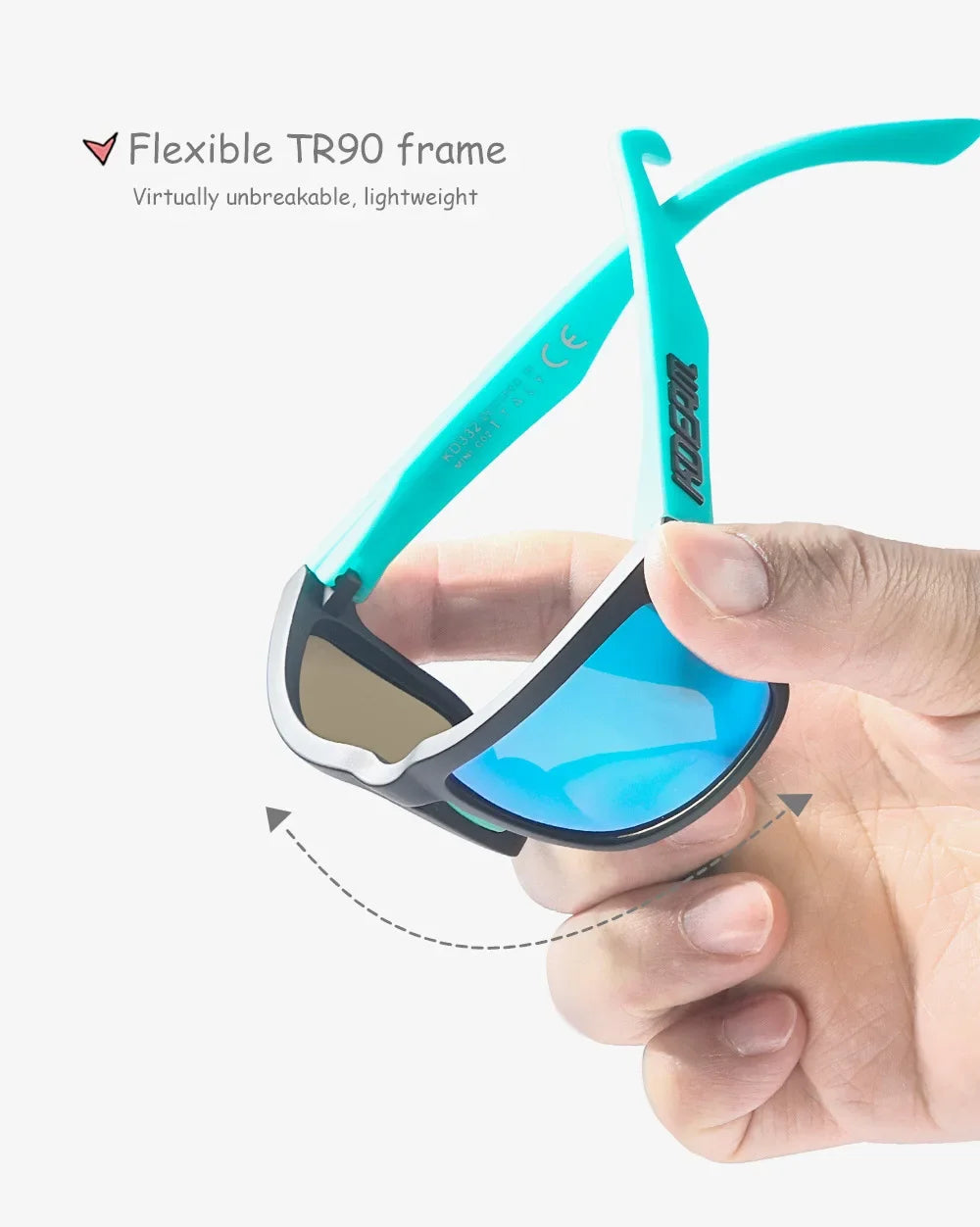 Kids Square Polarized Sunglasses by KDEAM, Lightweight TR90 Frames with Silicone Nose Pads for Boys and Girls Outdoor Play and Travel