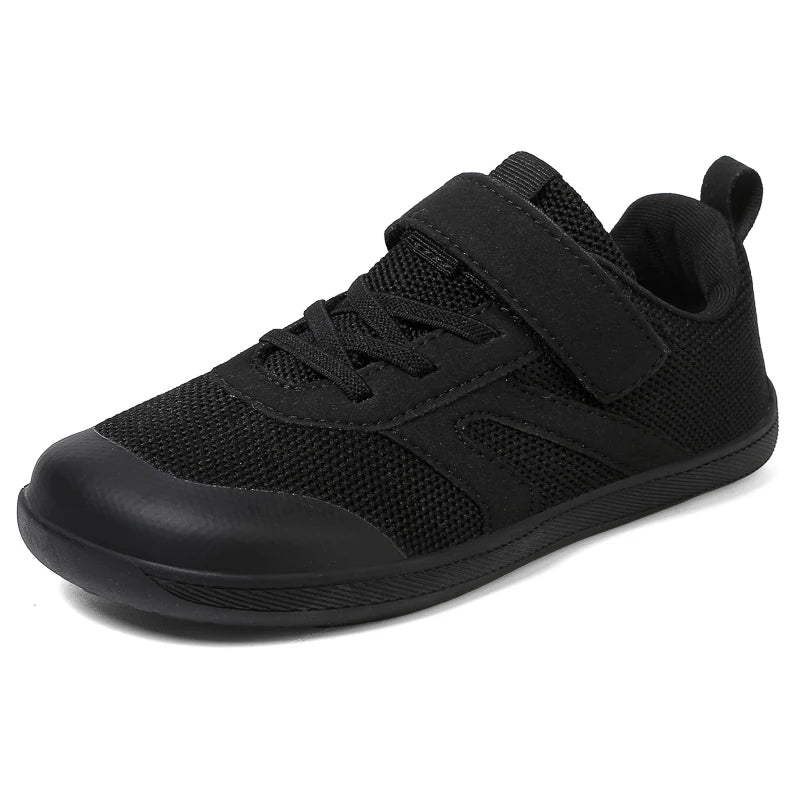 Children’s Minimalist Barefoot Sneakers with Wide Fit, Zero-Drop Design, Mesh Panels and Adjustable Strap for Boys and Girls Everyday Wear