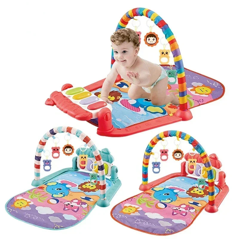 Baby Kick Piano Play Mat with Hanging Animal Toys and Illustrated Activity Surface, Multiple Model Designs for Supervised Tummy Time and Reaching