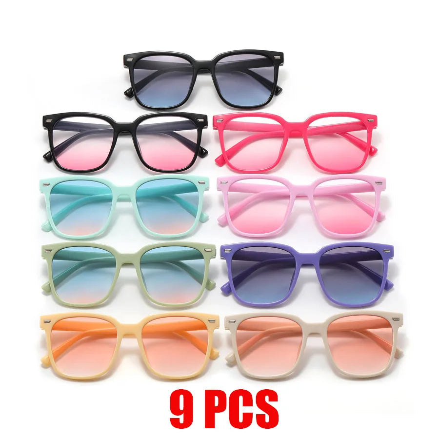 Kids Retro UV400 Sunglasses for Boys and Girls Ages 2-8, Colorful Fashion Shades in Assorted Frame Styles for Summer Outings and Family Photos