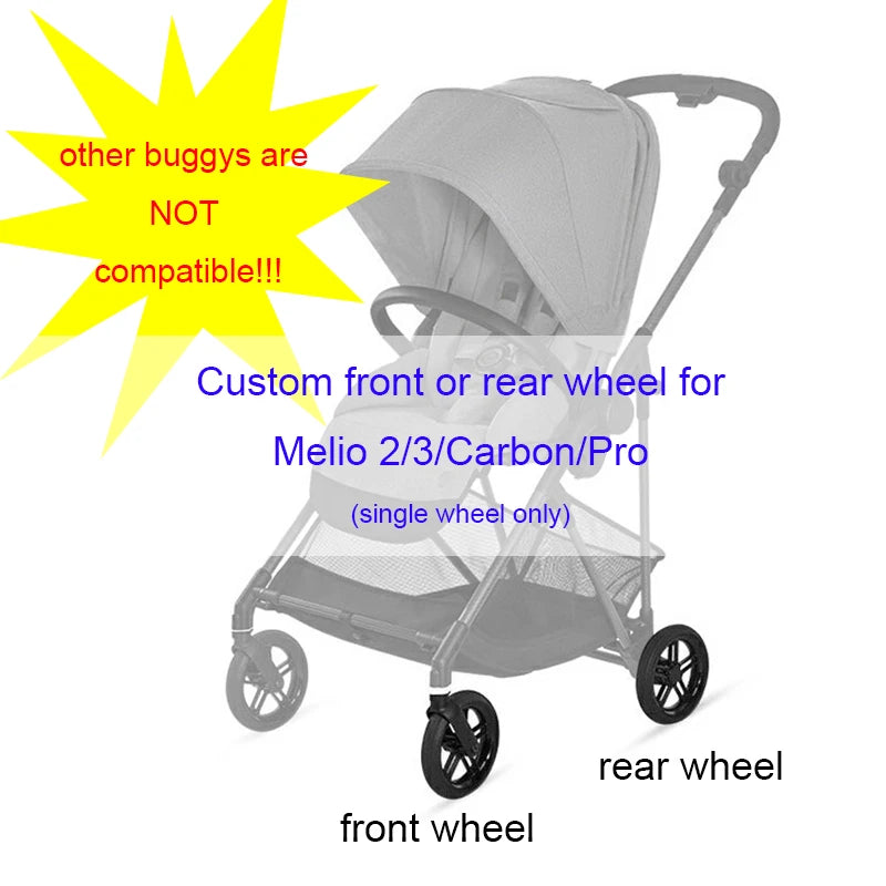 Melio Stroller Replacement Wheel, 17 cm Front or Rear Wheel for Cybex Melio 2/3/Carbon/Pro Series, Single Wheel Accessory for Melio Only