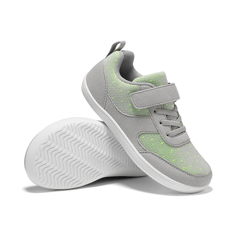 Kids Breathable Mesh Walking Shoes with Wide Toe Design, Hook-and-Loop Strap and Textured EVA Soles in Blue, Black, Pink or Grey