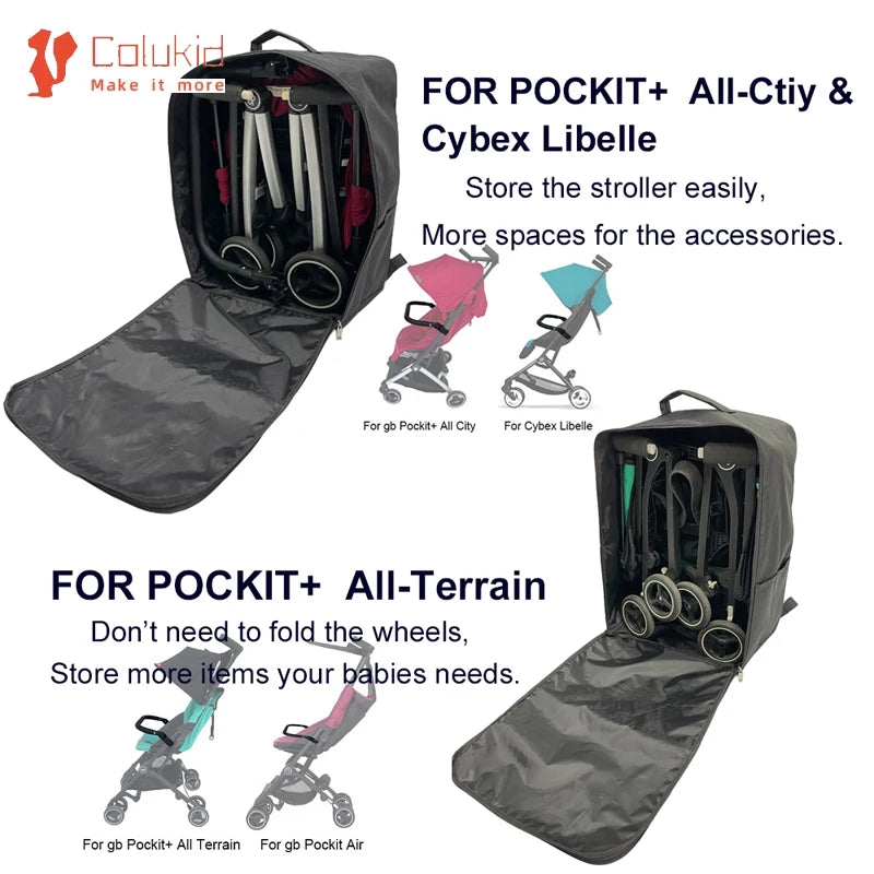 Stroller Carry Backpack for Cybex Libelle and GB Pockit+ All-City or All-Terrain, Black 600D Oxford Foldable Storage Bag with Shoulder Straps