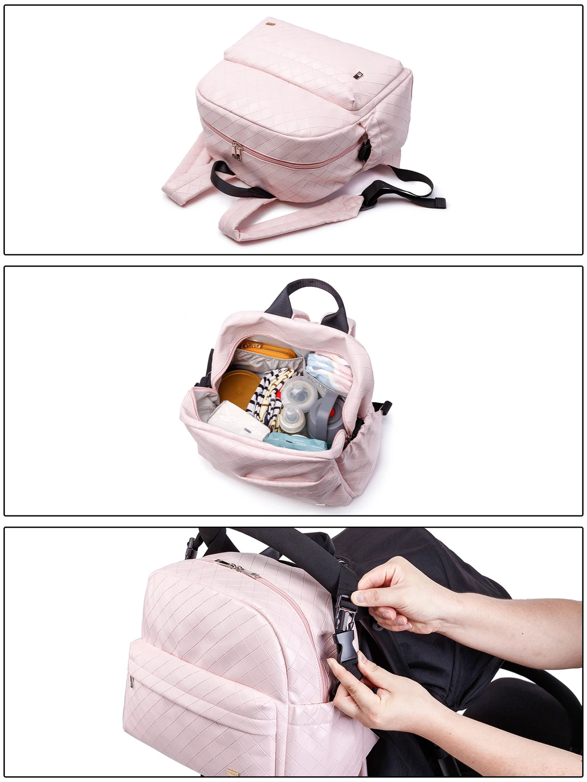 Diaper Backpack for Quick Outings, Lightweight Baby Changing Bag with Front Zip Pocket and Top Handle for Newborn Essentials