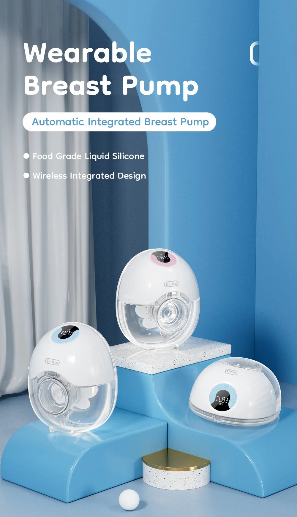 Single Wearable Breast Pump, Dr.ISLA EB46 Hands-Free Electric Milk Collector with 4 Modes, 36 Levels, LED Display and 210 mL Capacity