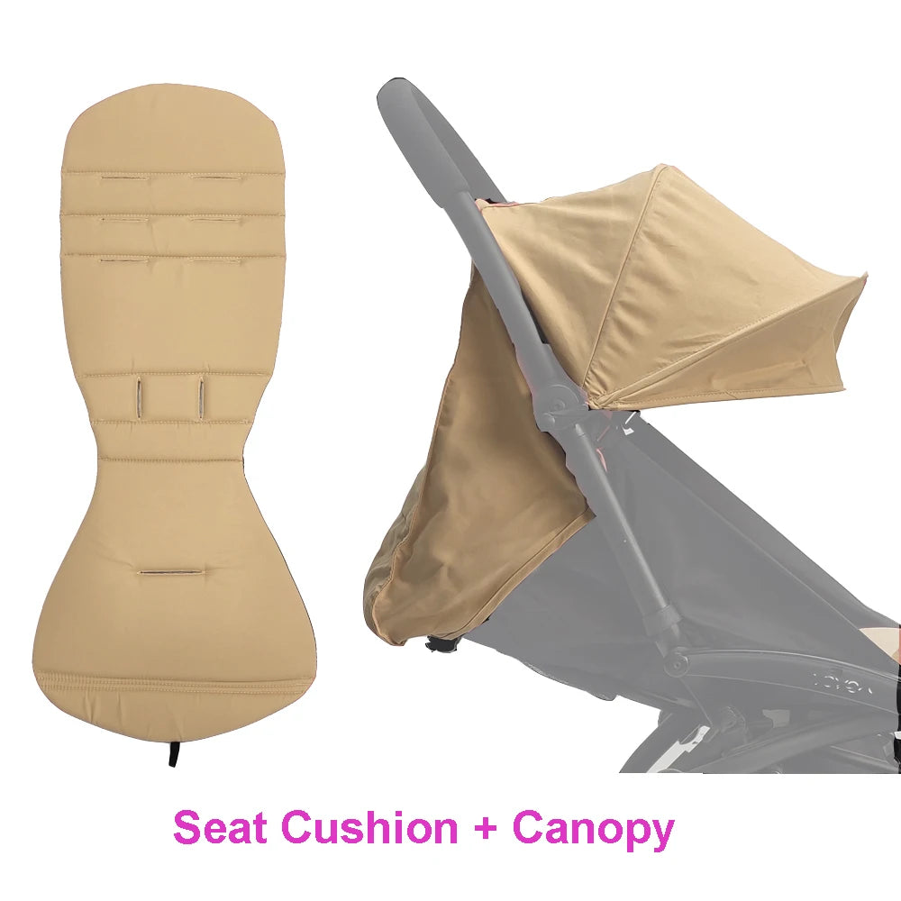 Stroller Canopy Fabric and Seat Cushion Set by COLU KID for Babyzen YOYO and YOYO2, Removable Washable Peach Skin Cloth in Five Color Options