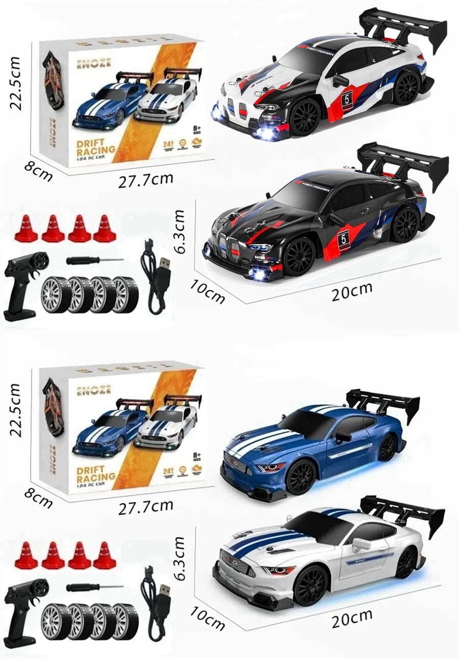 RC Drift Racing Car with 4WD, 2.4GHz Proportional Remote Control, LED Lights and Replaceable Racing and Drift Tires for Kids and Adults