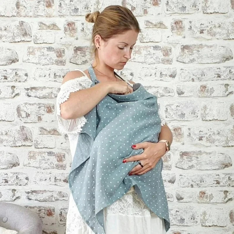 Cotton Nursing Cover with Adjustable Metal Buckle, Breathfeeding Privacy Shawl in Floral, Leaf and Leopard Prints for Moms on the Go