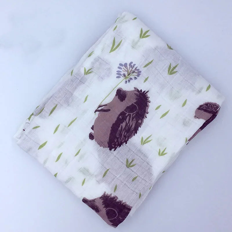 Printed Cotton Muslin Receiving Blanket for Babies with Space, Animal and Floral Designs, Approx. 120 x 120 cm Square Wrap with Smaller Mountain Option