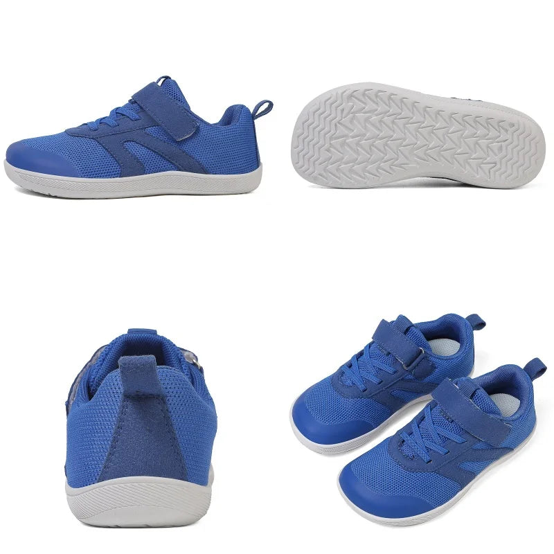 Children’s Minimalist Barefoot Sneakers with Wide Fit, Zero-Drop Design, Mesh Panels and Adjustable Strap for Boys and Girls Everyday Wear