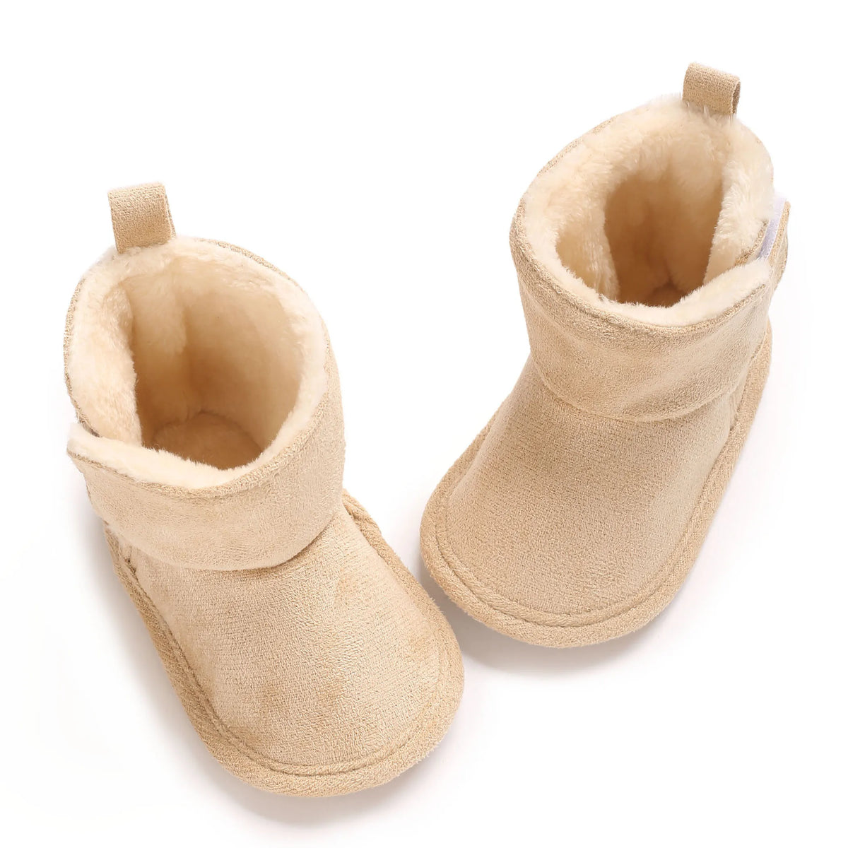Soft Sole Baby Winter Boots with Plush Lining and Hook-and-Loop Closure, Brown Pink or Apricot Infant Shoes for Boys and Girls, 0-18 Months