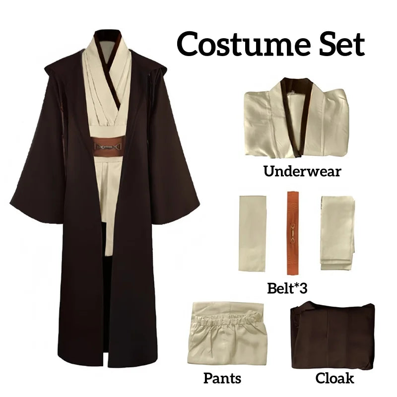 Jedi Knight Costume for Men with Layered Tunic Styling, Hooded Cloak Only or Costume Set Options for Halloween, Carnival and Adult Cosplay