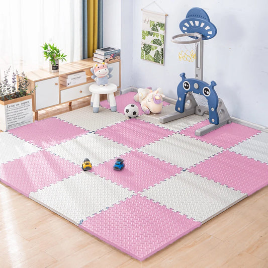 Interlocking Foam Play Mat Tiles for Kids, 1 cm Thick Textured Puzzle Floor Padding in 4, 8, 16 or 20 Pieces for Indoor Playrooms
