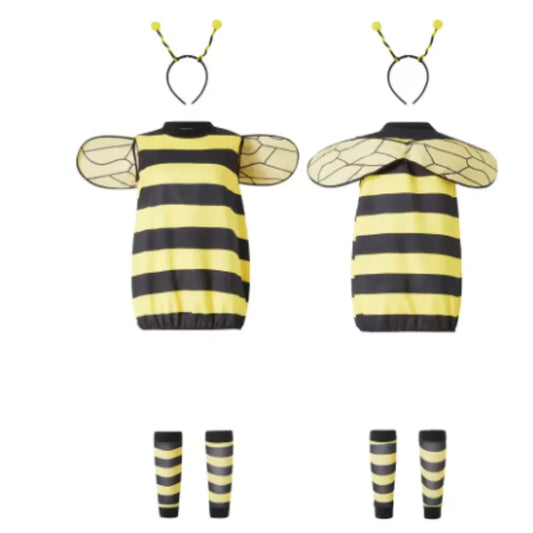 Kids Bee Costume Set with Headband for Halloween, School Performances and Insect-Themed Dress-Up, Size Options for Heights 90–160 cm