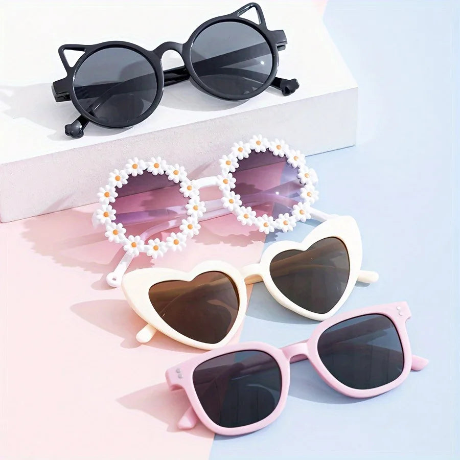Photo Booth Glasses Set, 4-Piece Decorative Eyewear with Playful Mixed Frames for Birthday Parties, Costume Outfits and Fun Group Photos