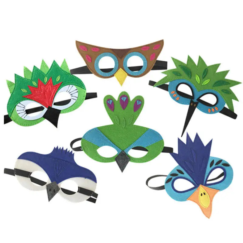 Kids Bird Wings and Mask Costume Set with Layered Felt Feather Cape, Colorful Animal Dress-Up for Halloween, Birthday Parties and Stage Performances