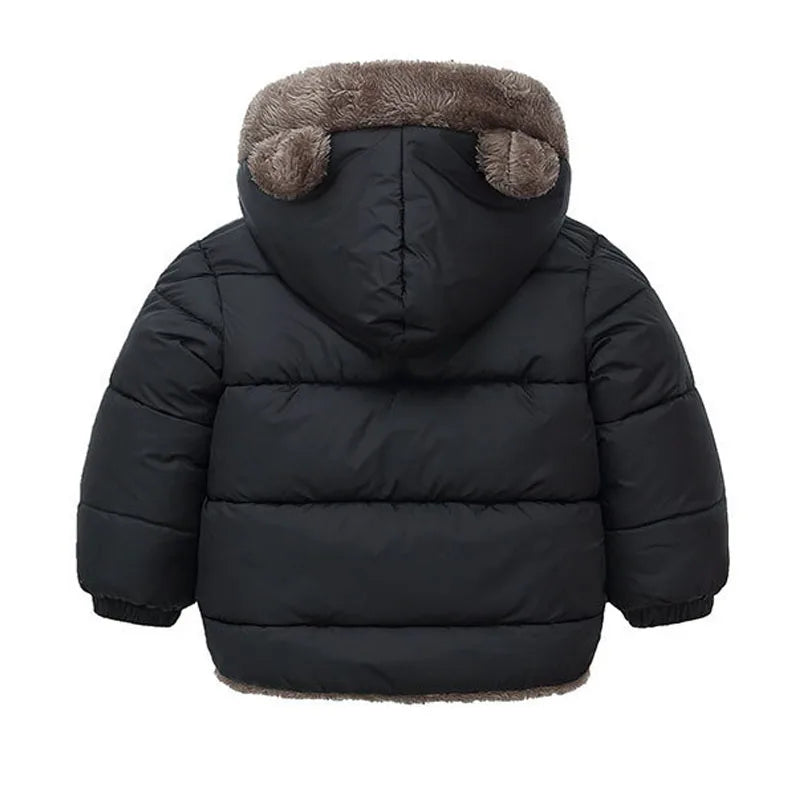 Toddler Winter Puffer Coat with Bear Ear Hood, Plush-Look Trim and Front Zipper, Padded Jacket for Boys and Girls Sizes 2T–6T