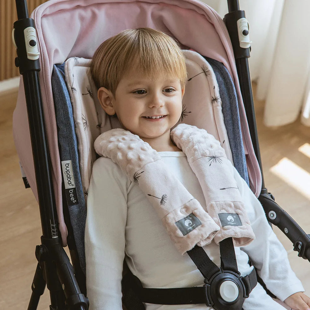 Stroller Liner and Harness Cover Set, Soft Printed Seat Cushion with Matching Strap Pads and Textured Panels in Five Decorative Print Options