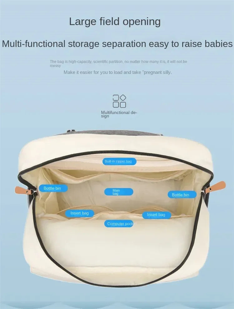 Flap-Top Diaper Backpack with Front Storage Pockets, Two Stroller Hooks and 53 x 34 cm Changing Mat for Baby Essentials and Everyday Parent Outings