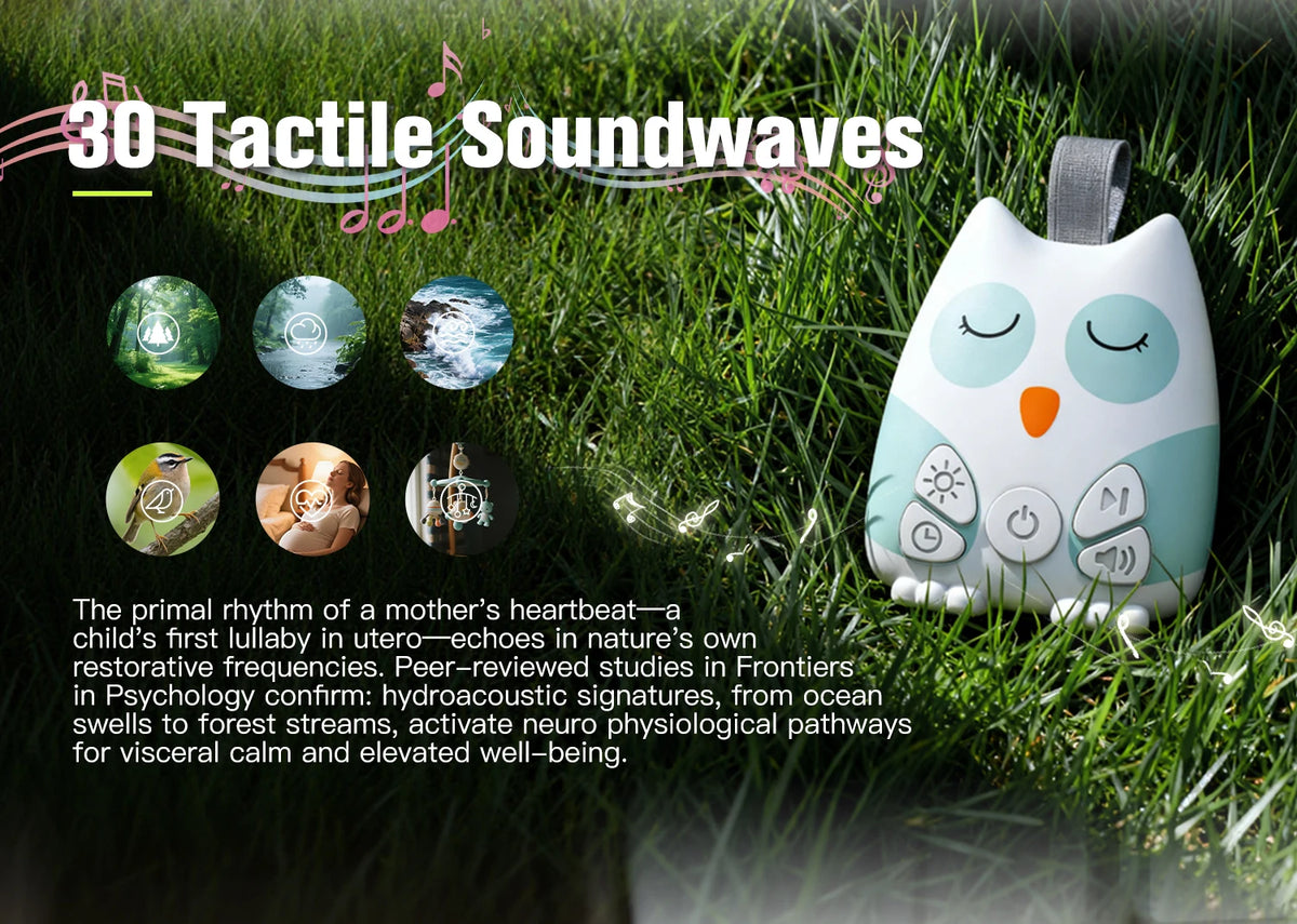 Owl Baby Sound Machine with Cry Sensor, 30 Soothing Sounds, Breathing Night Light and 30/60/90-Minute Timer, USB-C Rechargeable for Nursery & Travel