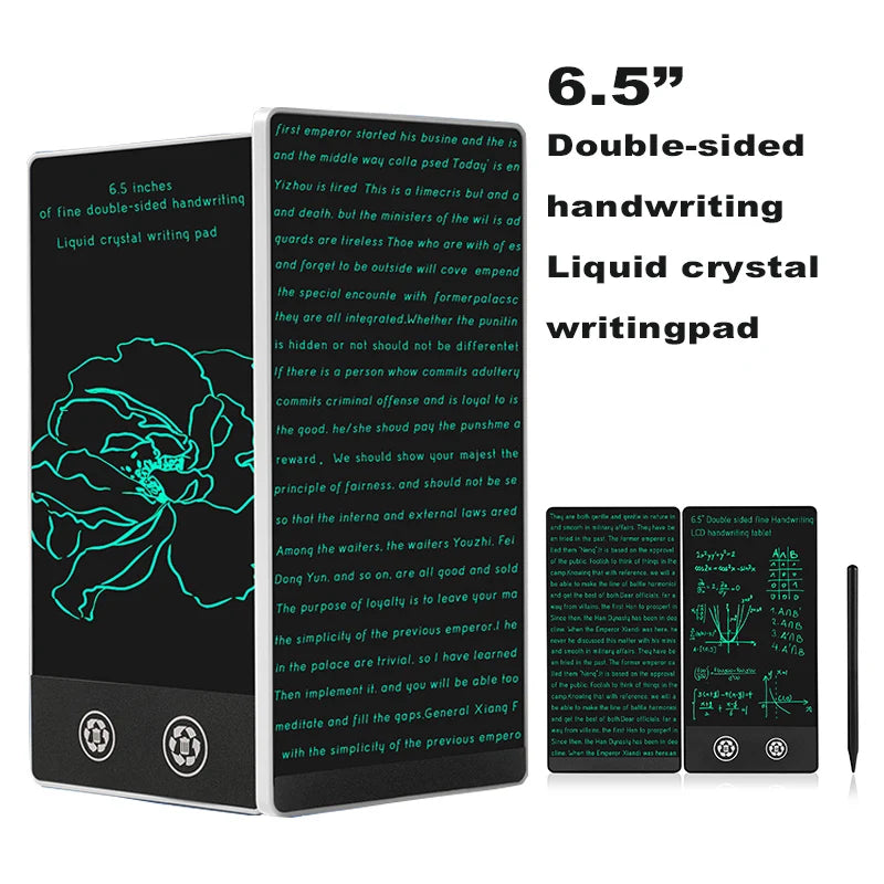 Compact LCD Writing Tablet, 6.5-Inch Fine Handwriting Sketch Pad with Single or Double-Sided Options and Magnetic Stylus for Notes and Drawing
