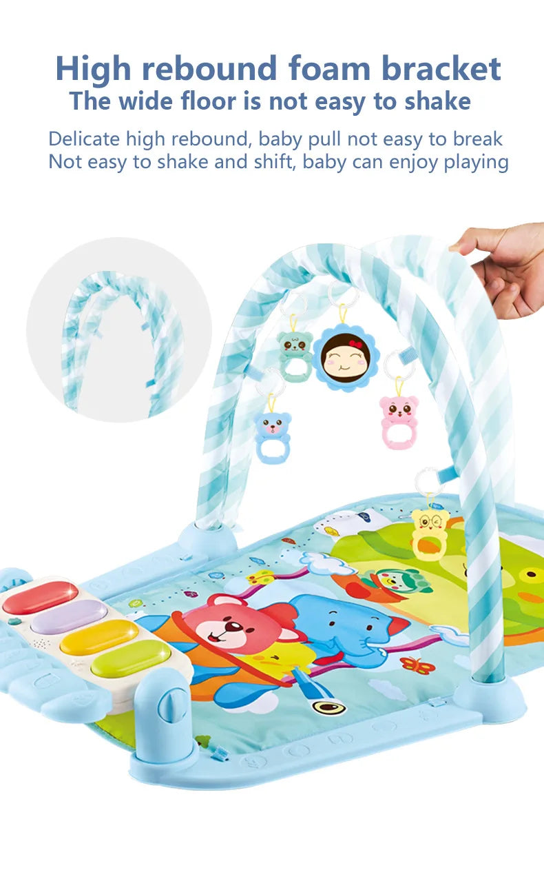 Baby Kick Piano Play Mat with Hanging Animal Toys and Illustrated Activity Surface, Multiple Model Designs for Supervised Tummy Time and Reaching