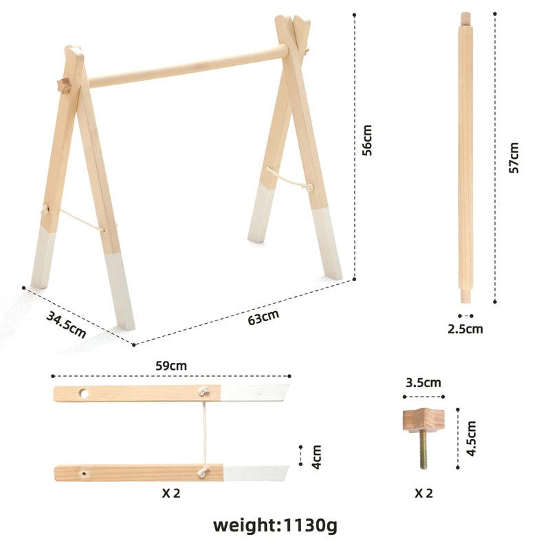 Baby Gym Hanging Toys in Wood and Cotton with Animal, Star and Moon Pendant Designs, Individual or Set Options for Supervised Play