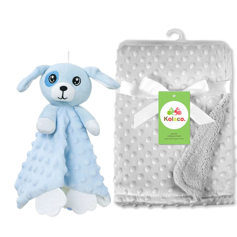 Personalized Minky Baby Blanket and Animal Lovey Options with Custom Name Embroidery, Textured Dot Keepsake for Boys and Girls and Baby Shower Gifts