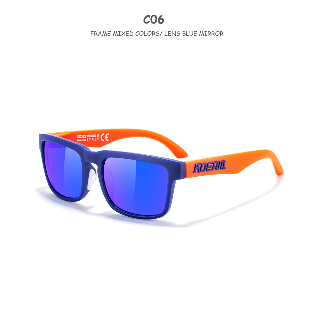 Kids Square Polarized Sunglasses by KDEAM, Lightweight TR90 Frames with Silicone Nose Pads for Boys and Girls Outdoor Play and Travel