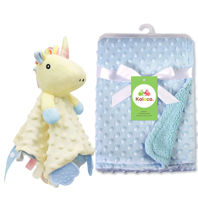 Personalized Minky Baby Blanket and Animal Lovey Options with Custom Name Embroidery, Textured Dot Keepsake for Boys and Girls and Baby Shower Gifts