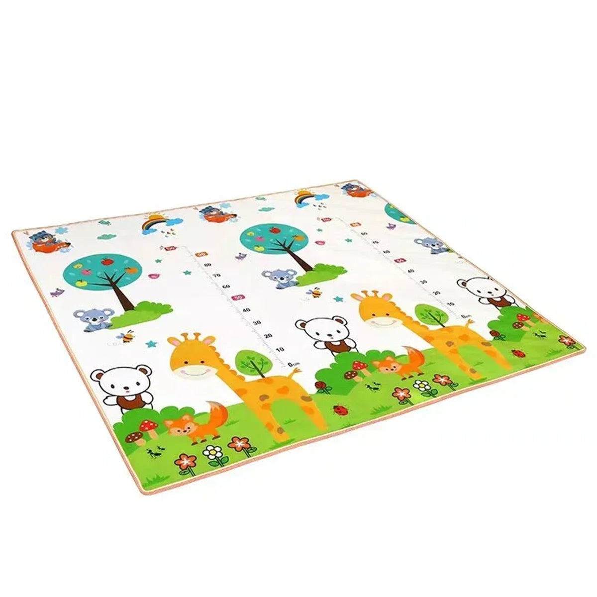 Double-Sided Baby Floor Mat with Animal and Scene Prints, Foldable Foam Crawling Rug in Five Size and Thickness Options for Supervised Play