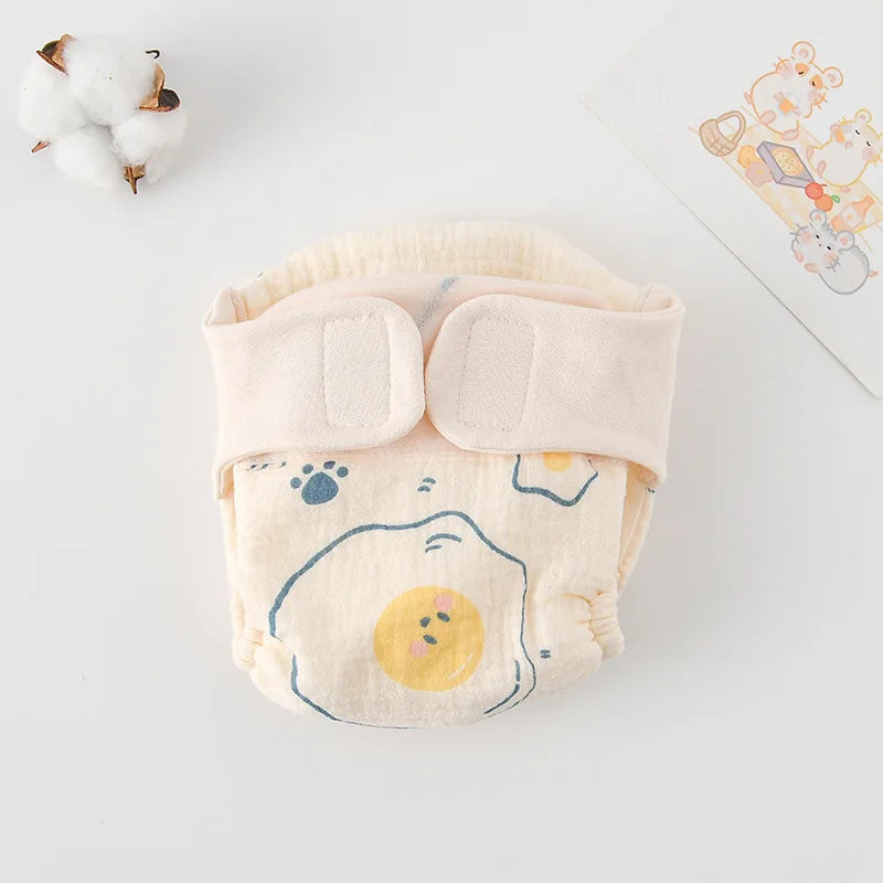 Baby Wrap Cloth Diaper with Adjustable Waist Tabs, Reusable Cotton Nappy in Animal and Rainbow Prints, Single-Piece Infant Changing Essential