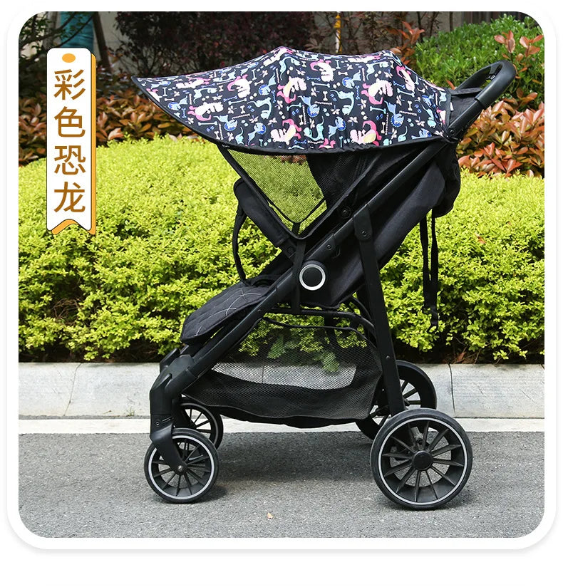 Baby Stroller Shade Extender, Pushchair Sun Awning in Black, Dinosaur, Bear or Star Designs for Extra Canopy Coverage on Outdoor Family Walks