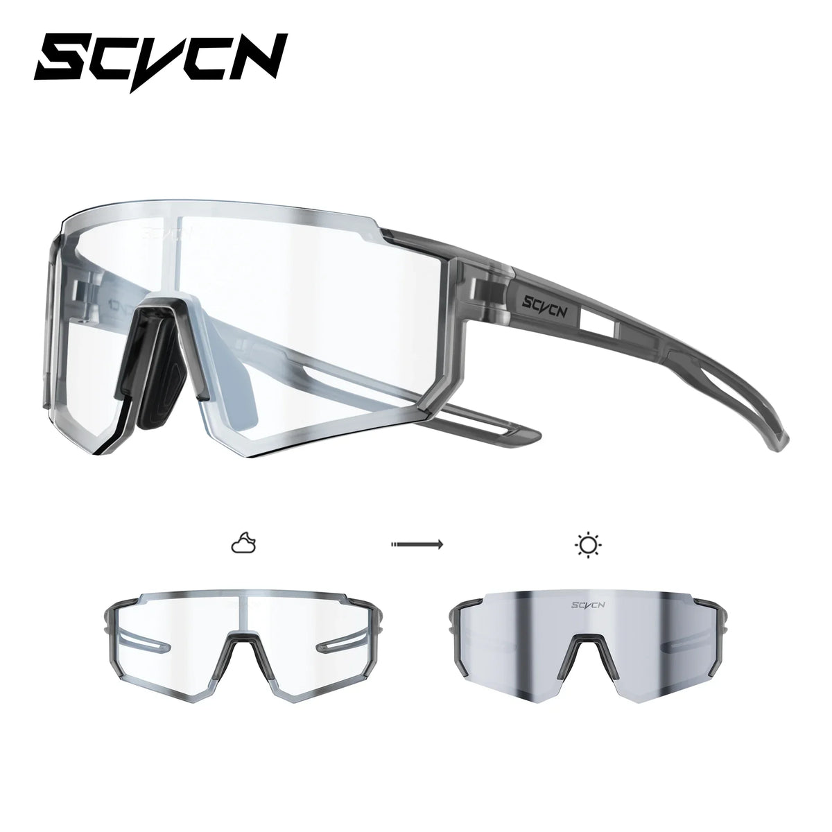 Kids Cycling Sunglasses by SCVCN for Ages 6-14, UV400 TR90 Sports Eyewear with Adjustable Nose Pads and Photochromic or Polarized Options