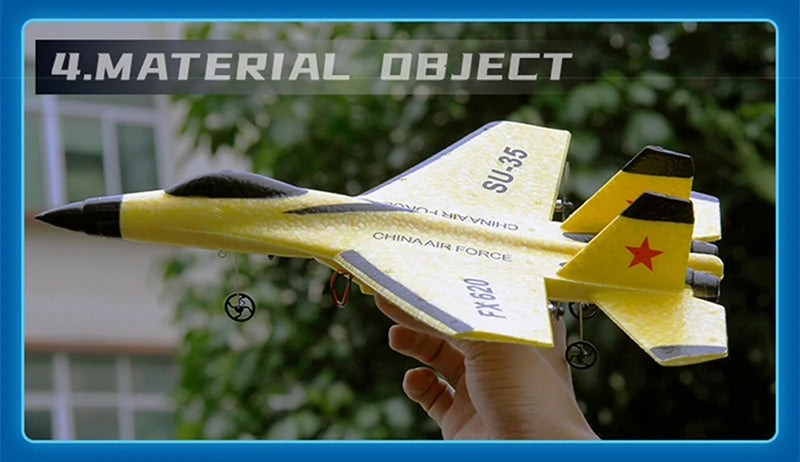 RC Airplane SU35 Fighter, Oike EPP Foam Plane with 2.4 GHz Control, Gyroscope and LED Lights for Outdoor Flying, One or Two Battery Options