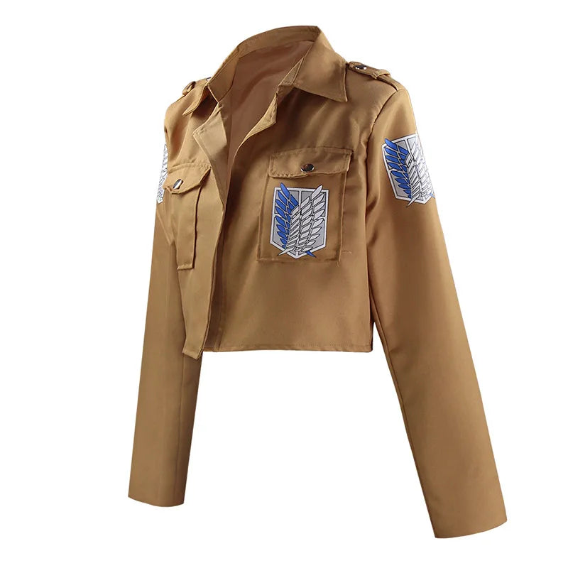 Scout Regiment Inspired Cosplay Costume Set with Jacket, Green Cloak, Skirt and Straps, Character Wig Options for Anime Events and Halloween