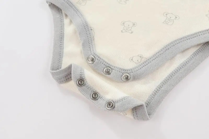 Cotton Infant Bodysuit Trio with Short Sleeves, Printed and Solid Baby One-Piece Outfits with Bottom Snaps for Boys and Girls, 3M-12M