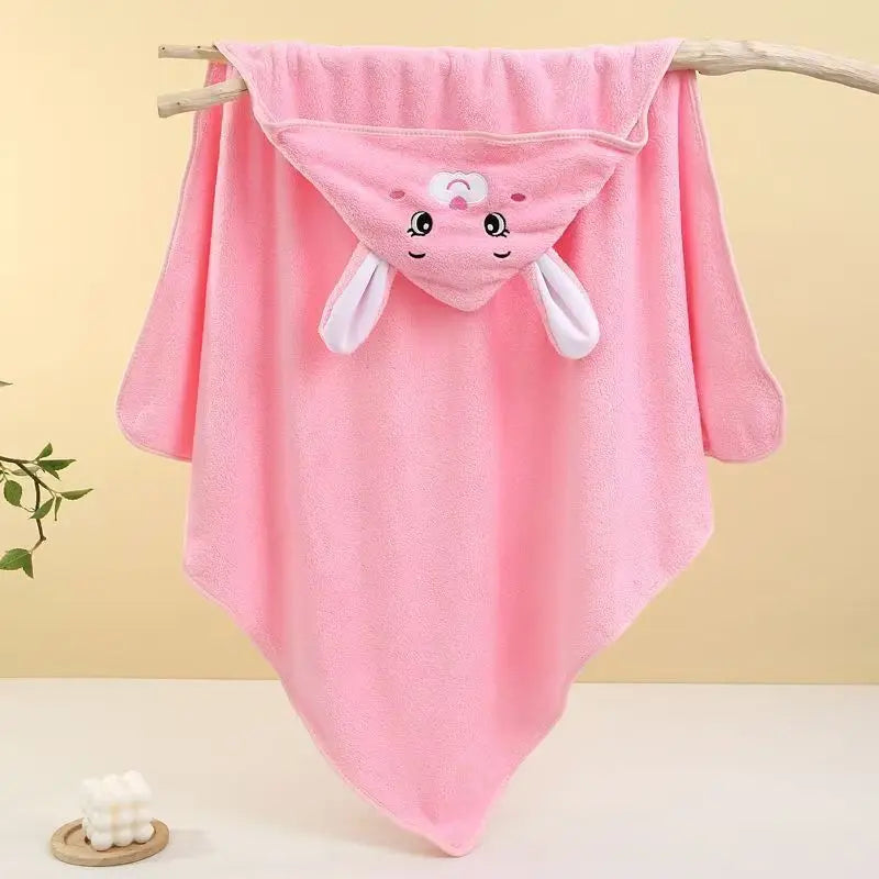 Animal Hooded Baby Towel in Soft Coral Fleece, Newborn Bath Wrap with Six Cute Character Styles for After-Bath, Pool and Beach Drying