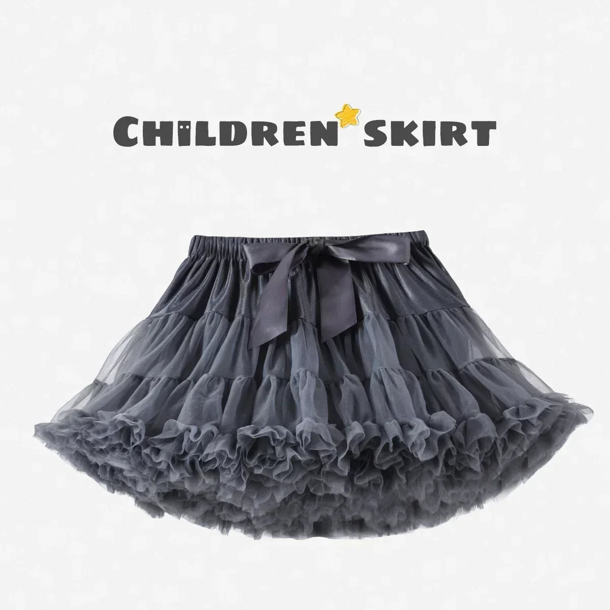 Girls Bow Waist Tutu Skirt with Fluffy Tulle Layers and Satin Lining, Adjustable Elastic Waist Pettiskirt for Birthdays, Dance and Dress Up