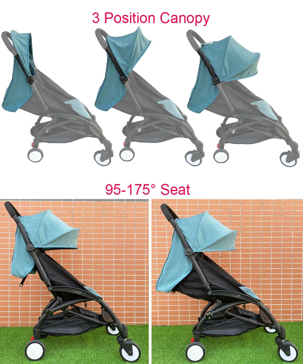 Stroller Canopy Fabric and Seat Cushion Set by COLU KID for Babyzen YOYO and YOYO2, Removable Washable Peach Skin Cloth in Five Color Options