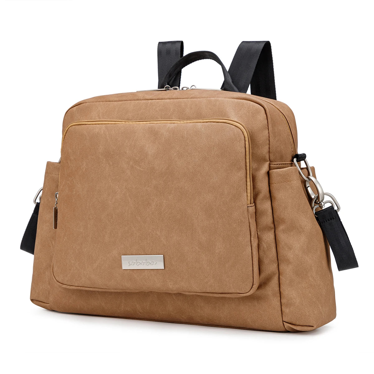 Diaper Bag Backpack with Wide Front Zip Pocket, SOBOBA Baby Essentials Organizer with Side Pockets and Top Handle, 34 x 32 x 12 cm