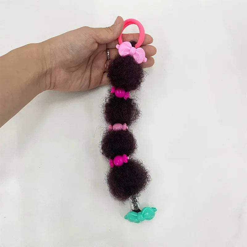 Bubble Puff Ponytail Extensions for Girls, 8-Pack Afro-Textured Hair Accessories with Elastic Loops and Beaded Styling Set Options