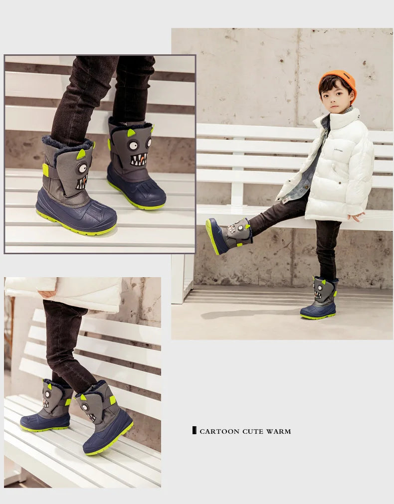 Kids Unicorn Winter Boots with Plush Trim, Gold-Tone Horn and Ear Details, Pink and White Fantasy-Themed Cold-Weather Footwear for Girls