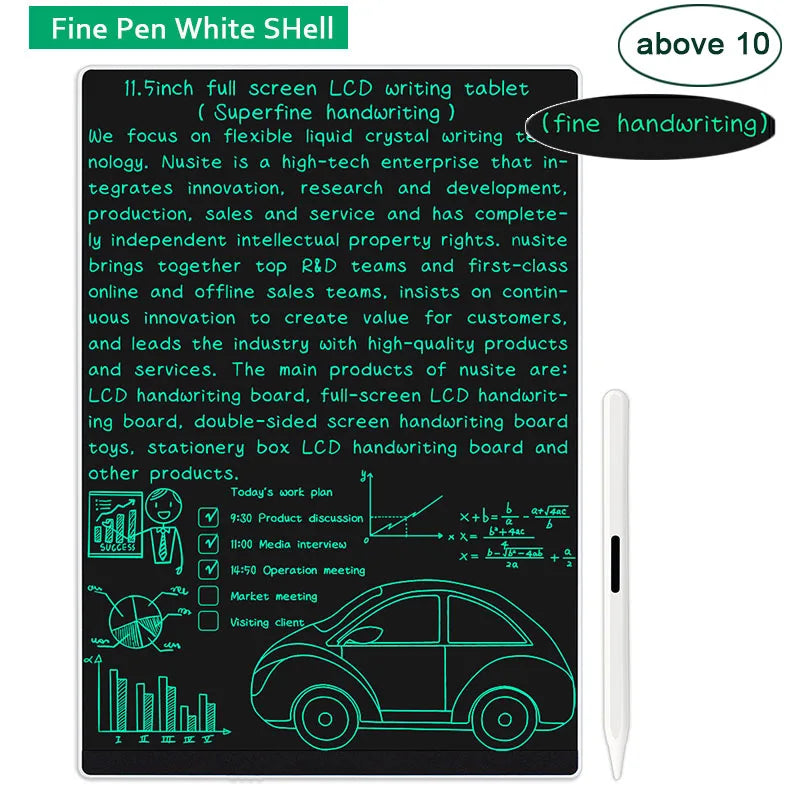 Fine-Line LCD Writing Tablet, 11.5-Inch Full-Screen Drawing Board with Magnetic Stylus for Kids Handwriting Practice, Math and Family Memos