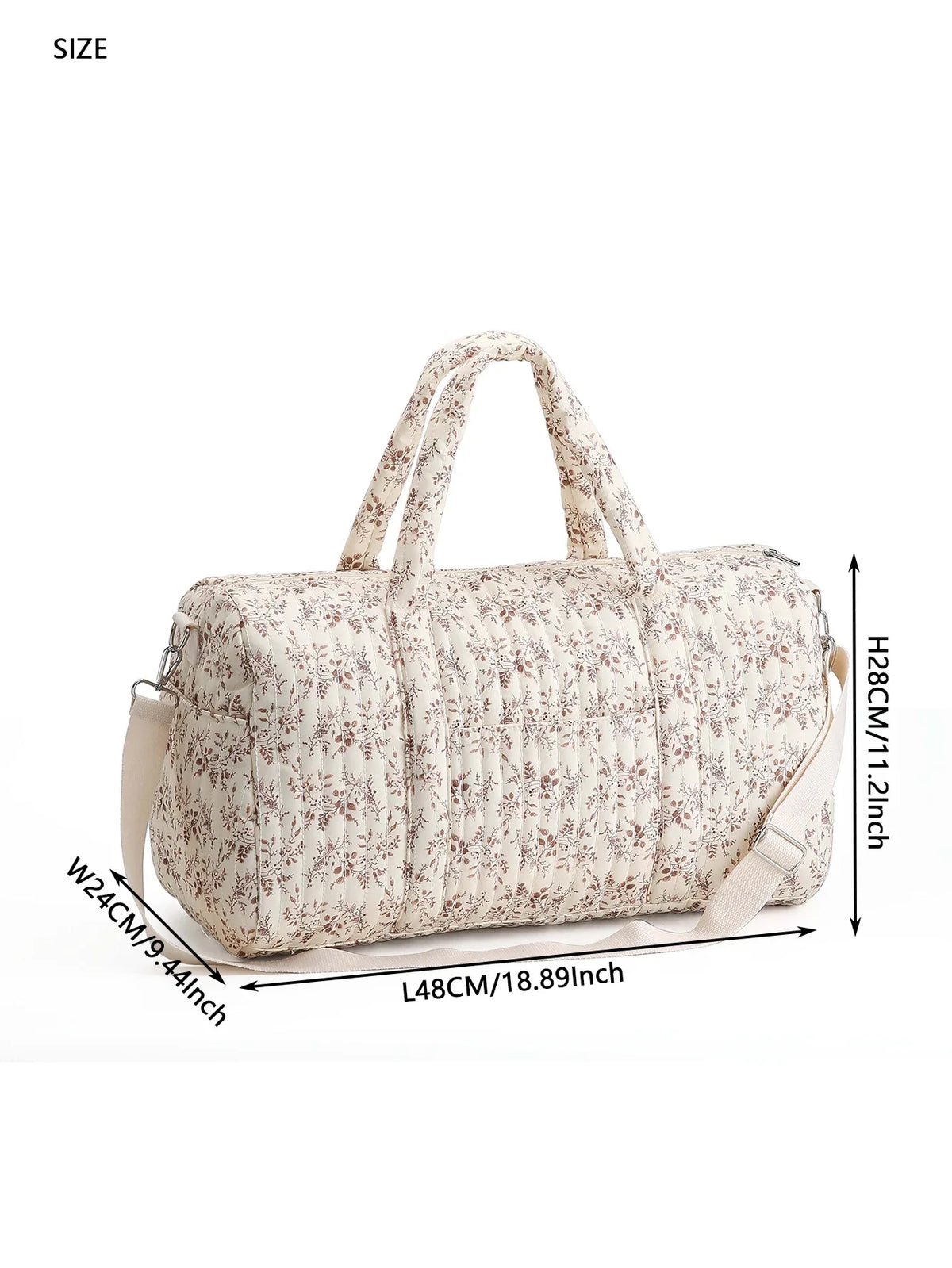 Diaper Bag Tote with Leaf Print, Large Capacity Mommy Handbag with Zipper Closure and Carry Handles for Baby Essentials and Travel