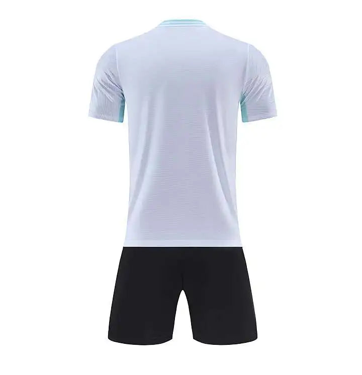 Kids Soccer Training Outfit with Short Sleeve V-Neck Jersey and Shorts, Contrast Trim Sports Clothing Set for Boys and Girls, Youth and Adult Sizes