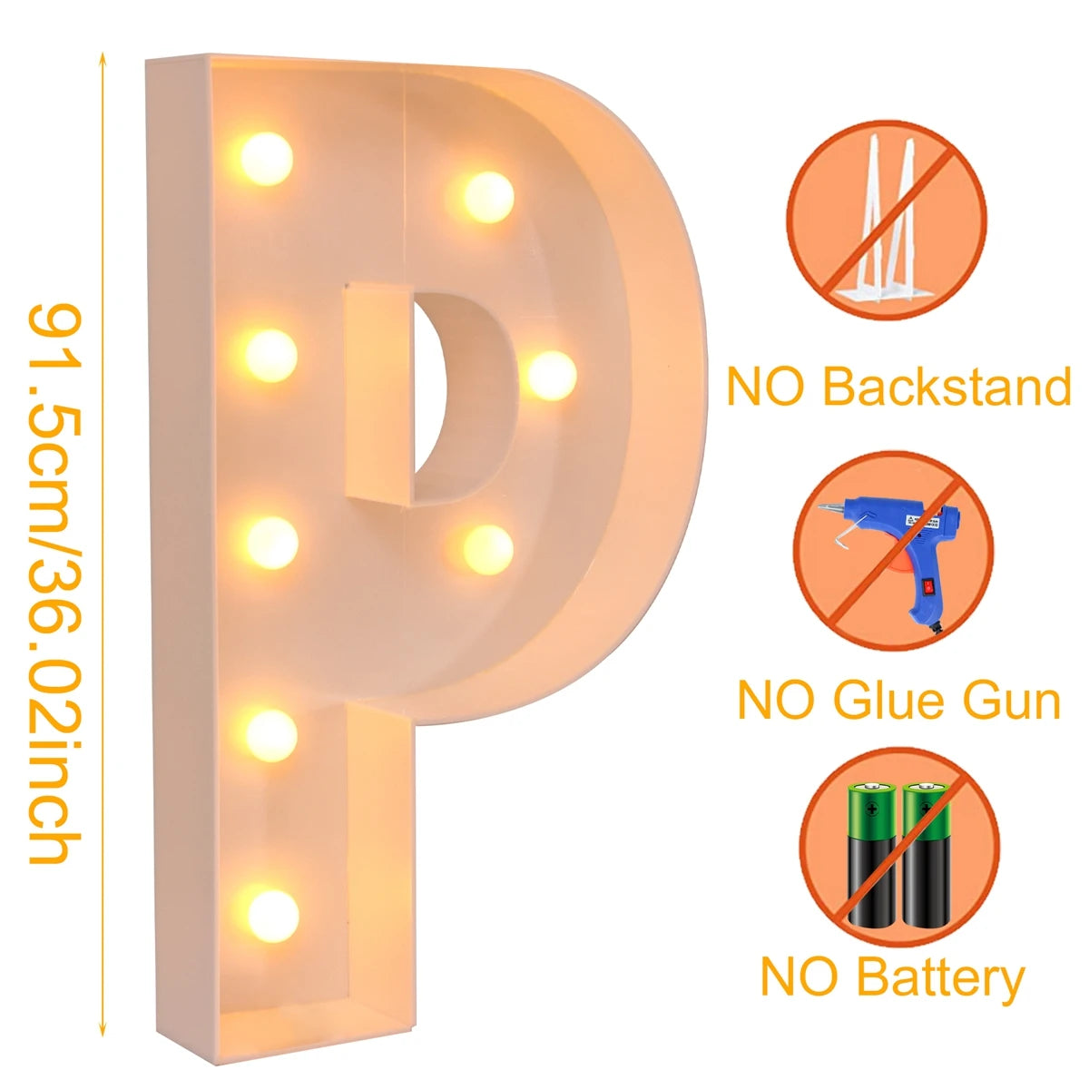 Giant Marquee Letter Frame Box, 91.5cm LED Light-Style Alphabet Display for DIY Names, Baby Showers, First Birthdays and Wedding Party Decor
