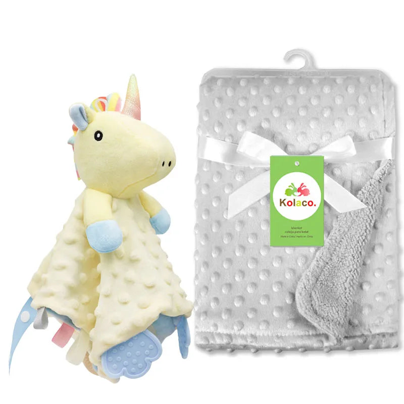 Personalized Minky Baby Blanket and Animal Lovey Options with Custom Name Embroidery, Textured Dot Keepsake for Boys and Girls and Baby Shower Gifts