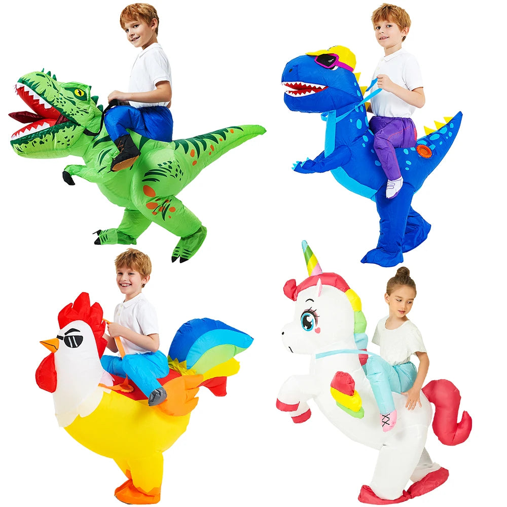 Kids Inflatable Animal Costume with Fan and Battery Case, Character Dress-Up Styles for Halloween, Purim and Themed Birthday Parties